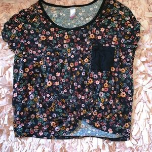 Black crop top w/ flowers